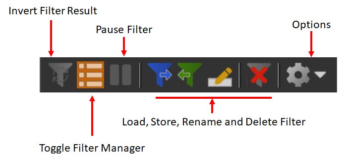 A screen shot of the ribbon in the Filter Panel.