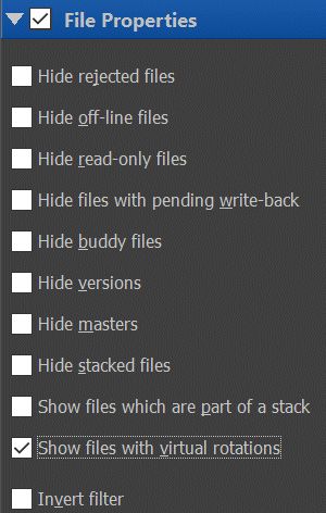A screen shot of the File Properties filter.