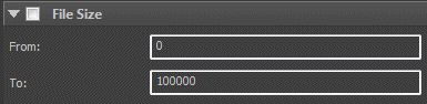A screen shot of the File Size filter.