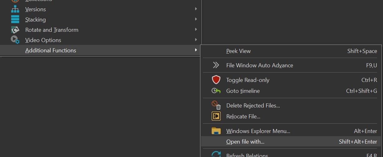 The Open with... command in File Window context menus.