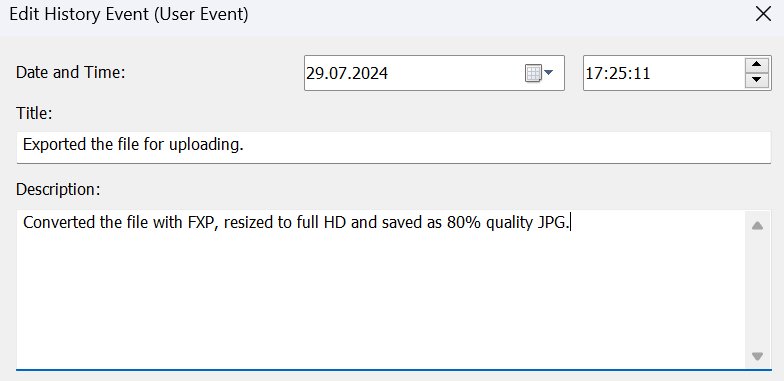 A screen shot of the dialog for adding user/defined history events.