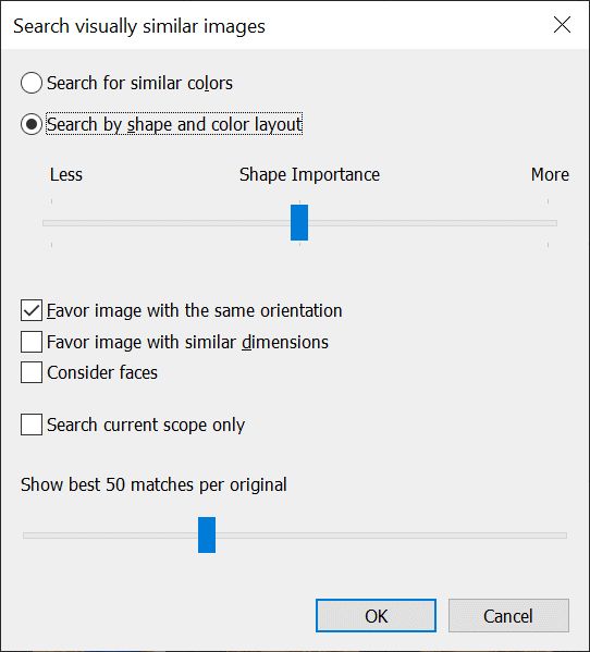 The dialog box shown when the user searches for visually similar images.