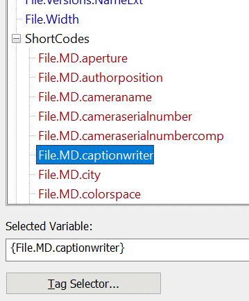 ShortCodes in the Variables Selector.