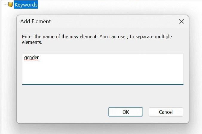 Adding a new element via a dialog.