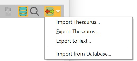 The drop-down menu for importing and exporting Thesaurus contents.