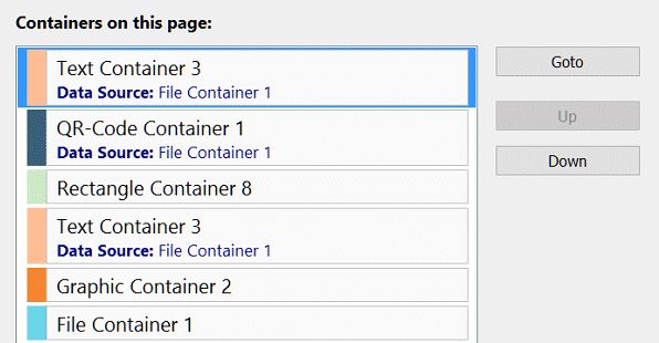 The container list for a more elaborate layout.