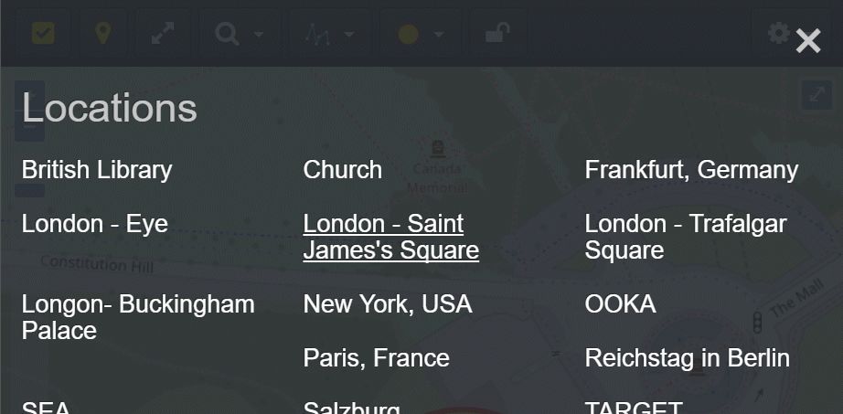 The Location overlay in the IMatch Map Panel.