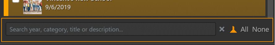 A screen shot of the filter ribbon in the Event filter.