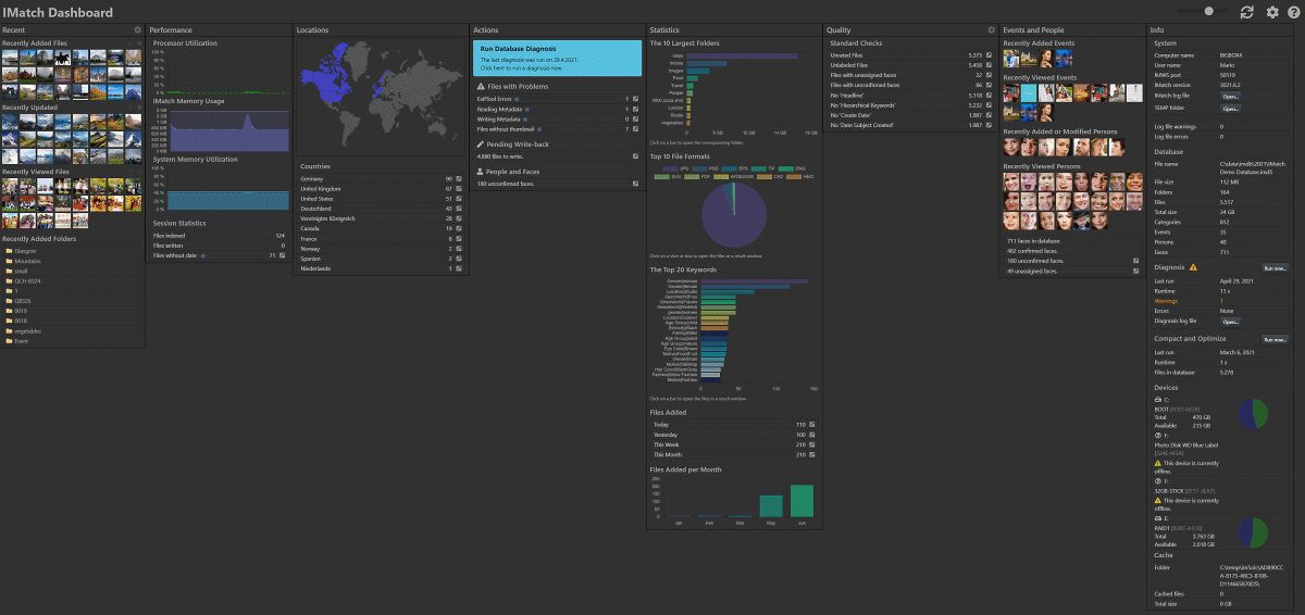 A screen shot of the IMatch Dashboard. It displays everything that's important for the user in one place.