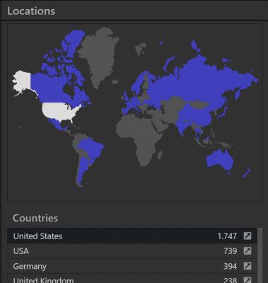 A screen shot of the locations panel in the IMatch Dashboard.