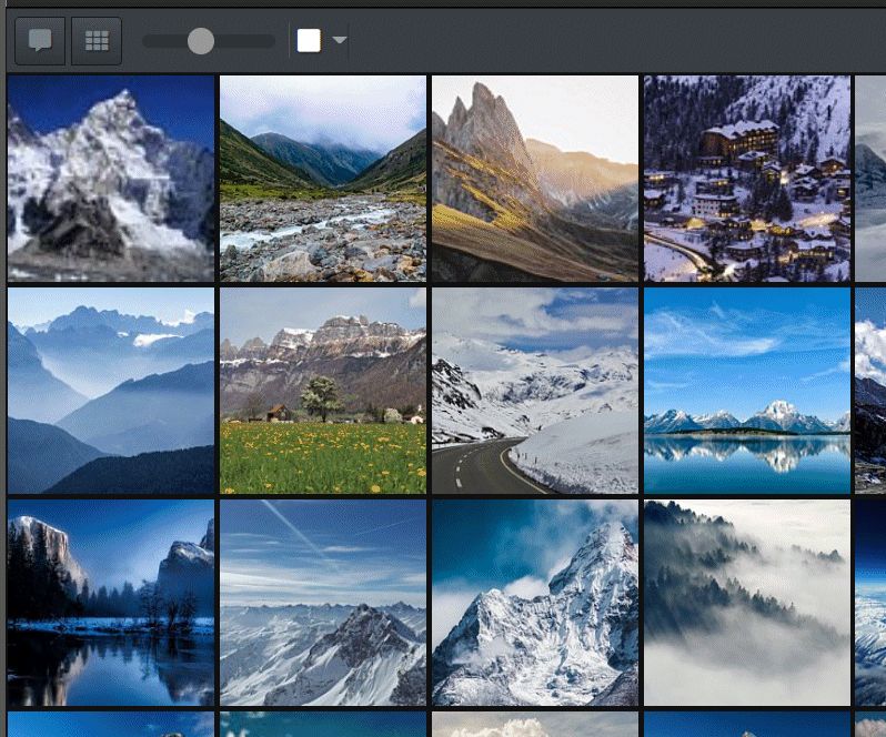 A screen shot of the File Window Gallery using the square layout with equally-sized square tiles.