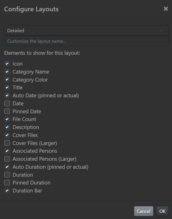 A screen shot of the Event View layout editor.