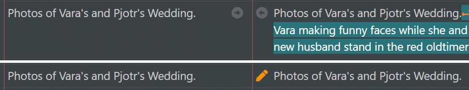 Synching multi-row tag values like descriptions between files, using the highlighted diofferences for reference.