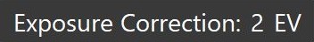 This overlay is shown when exposure correction simulation is enabled.