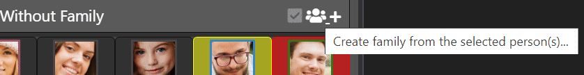Screen shot: Creating families from selected persons.