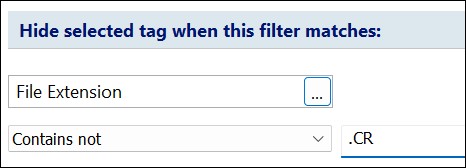 A tag filter that hides the selected tag when the file extension does not contain .CR.