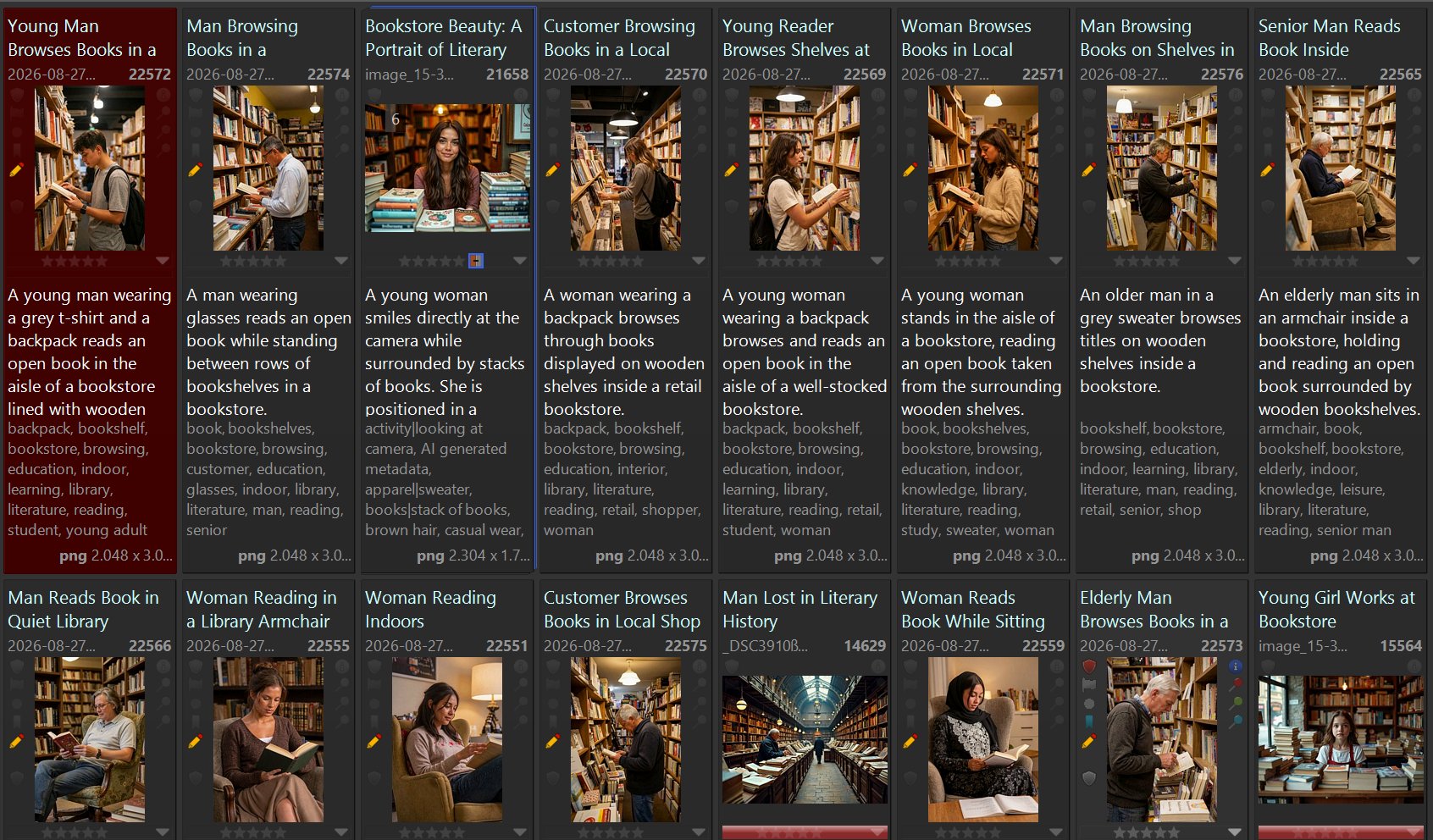 Searching for images of people who like books.