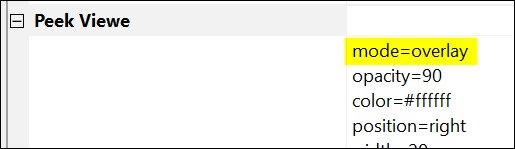 Enabling the overlay in Peek View.