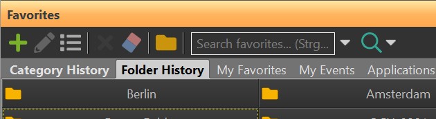 The Folder History in the Favorites Panel.