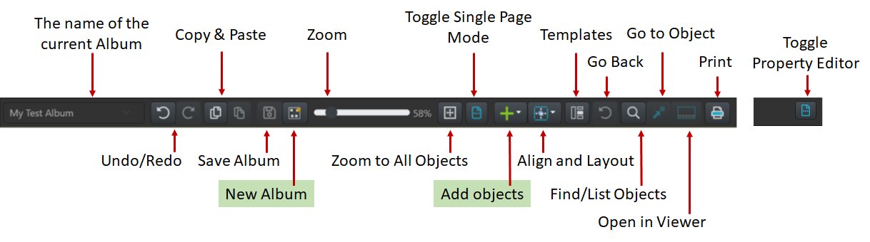 A screen shot of the Album Ribbon.