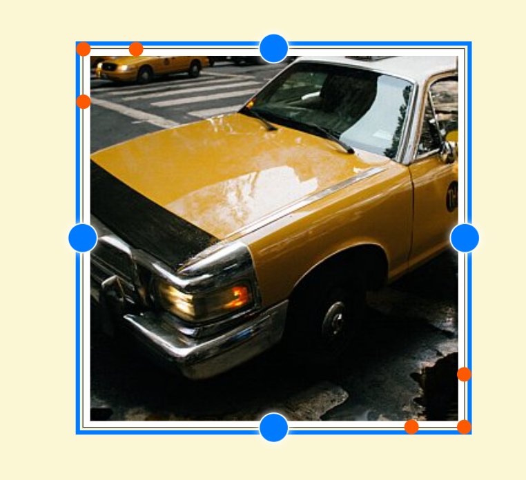 Resize handles for an object.