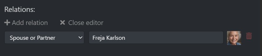 Freja has been added as a spouse or partner.