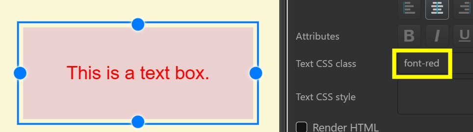 Applying a CSS class to a text object.