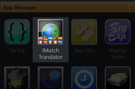 IMatch Translator in the App Manager Panel