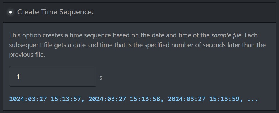 A screen shot of the IMatch TimeWiz. The user establishes a dedicated file sort sequence based on date and time.