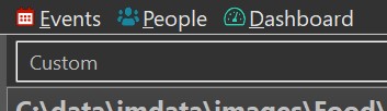 Screen shot of the sort profile drop-down in an IMatch File Window ribbon. The Custom sort profile is selected, allowing the user to rearrange files freely using drag & drop.